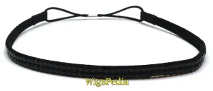 Wigspedia Rhinestone Crystals Two Row Elastic Stretch Headband Accessory (Hair Band) (Black)