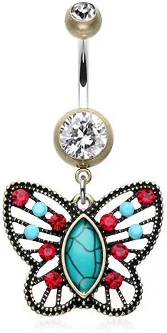 WildKlass Jewelry Vintage Butterfly Fliligree Belly Button Ring