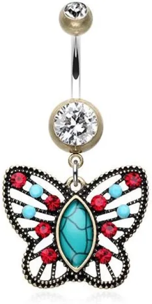 WildKlass Jewelry Vintage Butterfly Fliligree Belly Button Ring