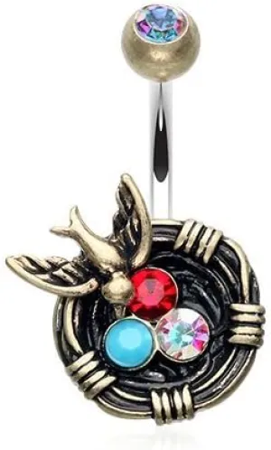WildKlass Jewelry Vintage Sparrow Birdnest Belly Button Ring