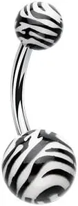 WildKlass Jewelry Zebra Stripe Patterned Acrylic Belly Button Ring