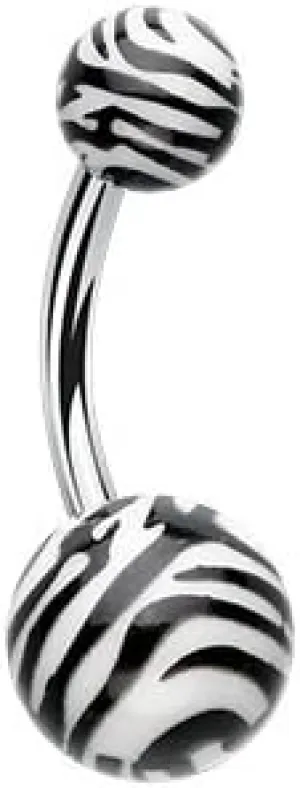 WildKlass Jewelry Zebra Stripe Patterned Acrylic Belly Button Ring