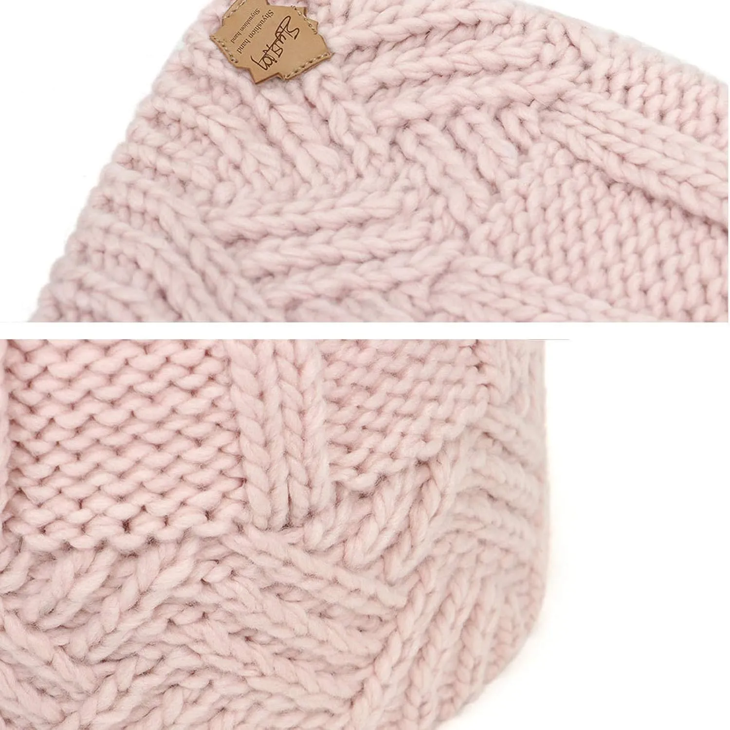 Winter Fashion Knitted Wool Beanie Hat Beanies Cuffed Plain Skull Hat Knitted Watch Hat Warm Beanies for Women Girls (Pink-06#A, One Size)