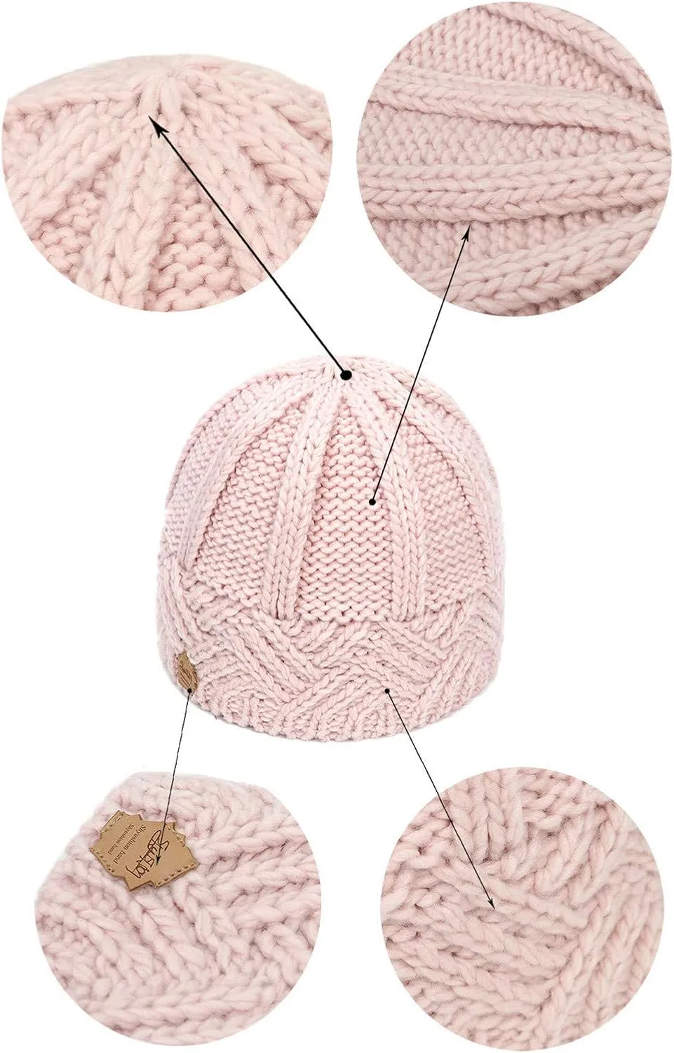 Winter Fashion Knitted Wool Beanie Hat Beanies Cuffed Plain Skull Hat Knitted Watch Hat Warm Beanies for Women Girls (Pink-06#A, One Size)