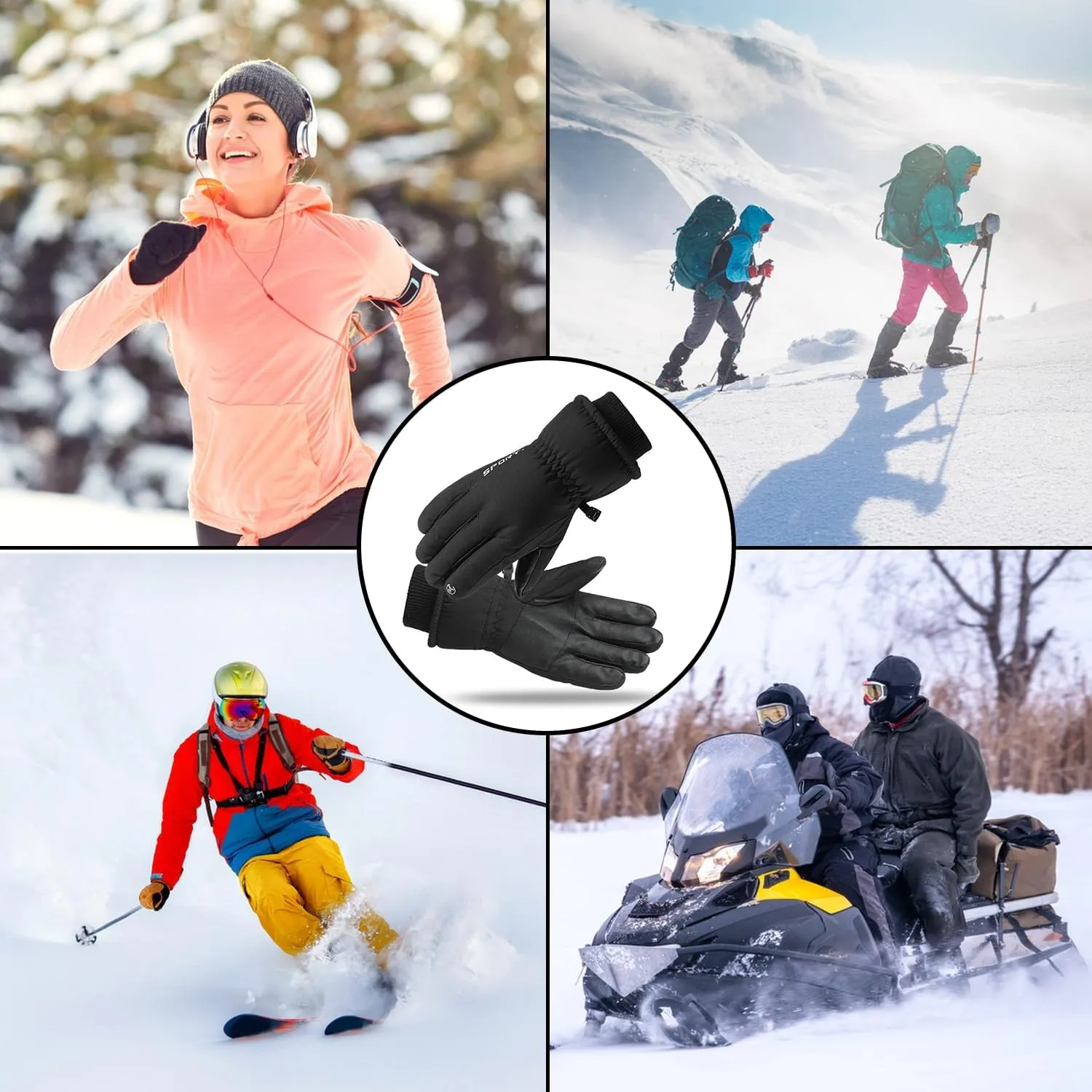 Winter Gloves, Waterproof Thermal Touchscreen Ski Glove, Suit for Ski, Cycling, Hiking, Driving, Typing, Freezer Work