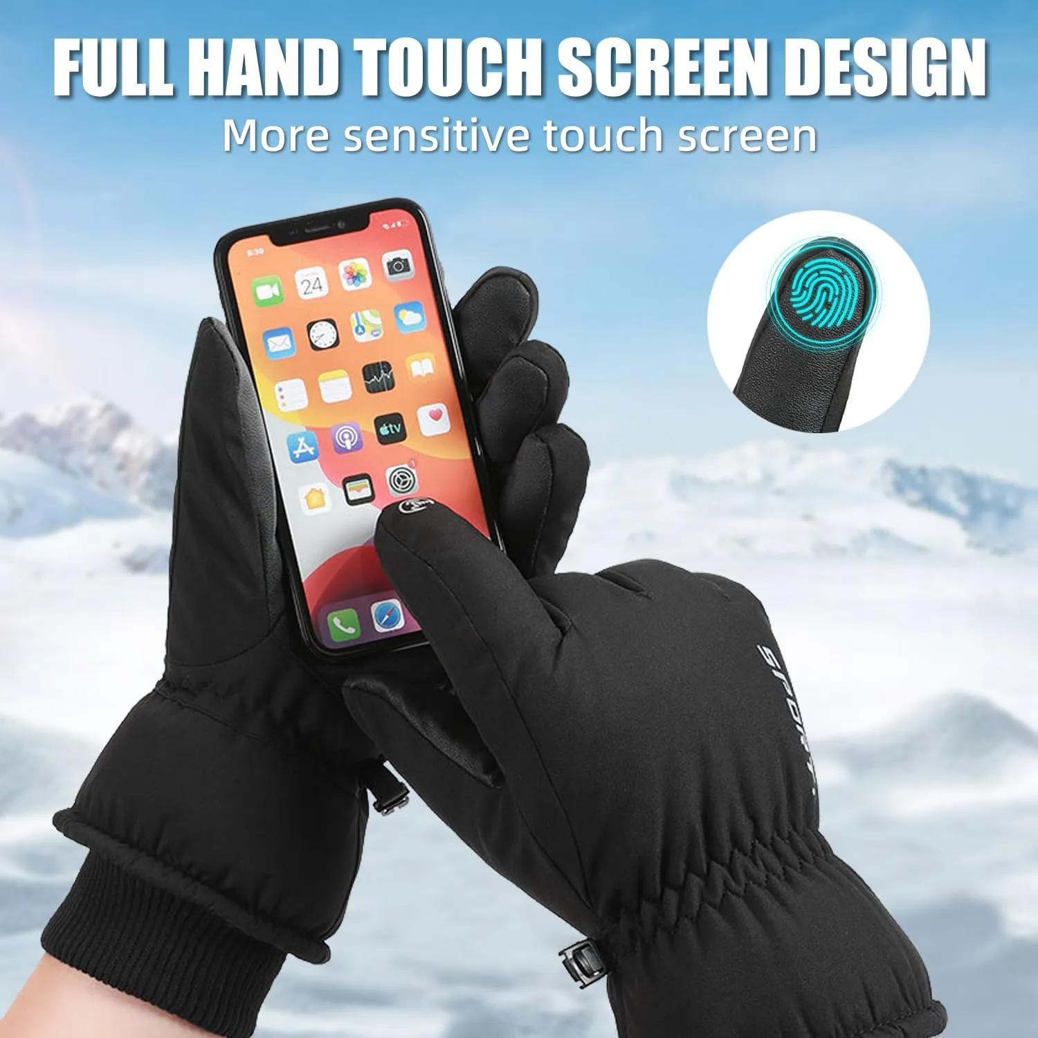 Winter Gloves, Waterproof Thermal Touchscreen Ski Glove, Suit for Ski, Cycling, Hiking, Driving, Typing, Freezer Work
