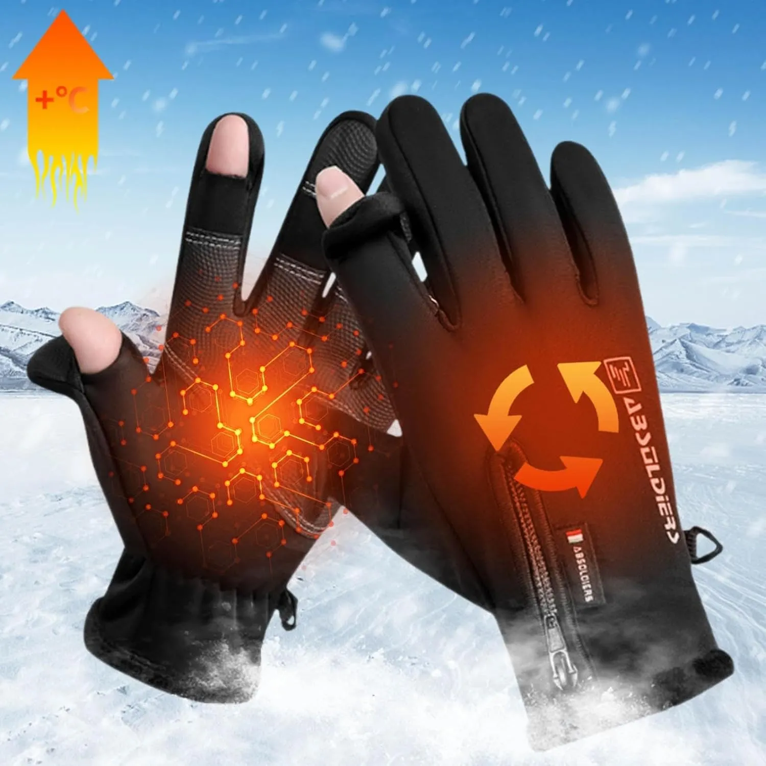Winter Warm Gloves Touchscreen Cold Weather Driving Gloves, Slip Waterproof Fingerless Touchscreen Gloves Windproof Slip Sports Gloves for Cycling Running Skiing Hiking Climbing/2509