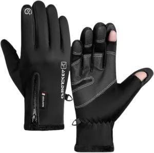 Winter Warm Gloves Touchscreen Cold Weather Driving Gloves, Slip Waterproof Fingerless Touchscreen Gloves Windproof Slip Sports Gloves for Cycling Running Skiing Hiking Climbing/2509