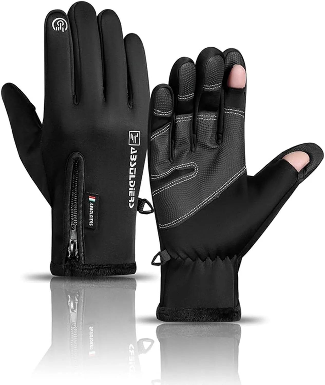 Winter Warm Gloves Touchscreen Cold Weather Driving Gloves, Slip Waterproof Fingerless Touchscreen Gloves Windproof Slip Sports Gloves for Cycling Running Skiing Hiking Climbing/2509