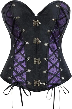 wodceeke Women's Gothic Steampunk Corset Lace Up Bustier Renaissance Vintage Body Shaper Underbust Corset Tank Top