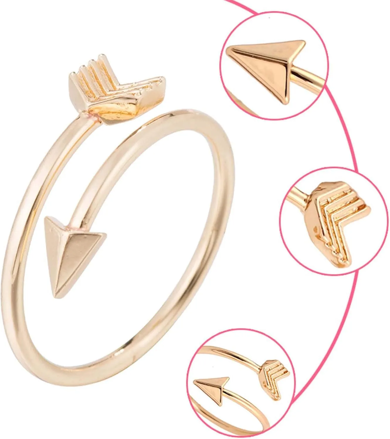 Women Arrowhead Promise Ring Anniversary Adjustable Opening Rings Couple Jewelry Gift Minimalist Design Rings