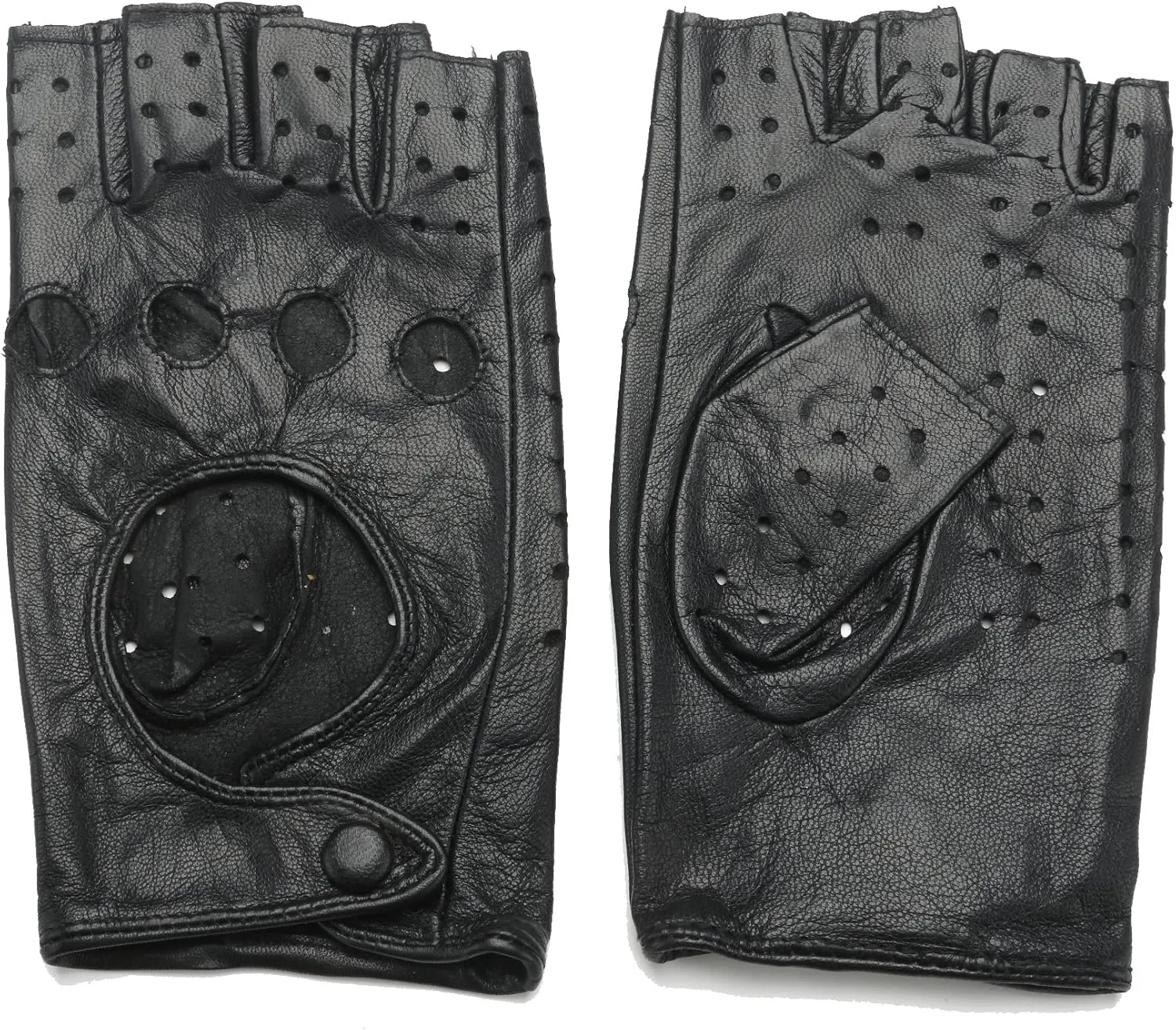 Women Classic Fingerless Nappa Leather Driving Gloves Lambskin Fitness Outdoor Unlined Gloves
