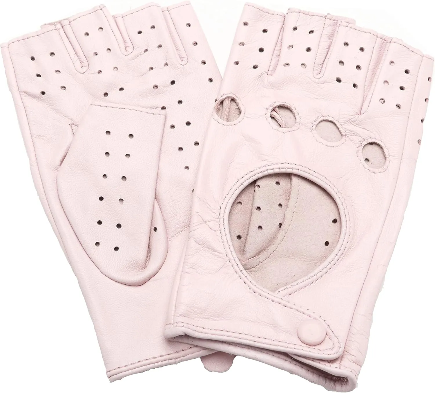 Women Classic Fingerless Nappa Leather Driving Gloves Lambskin Fitness Outdoor Unlined Gloves