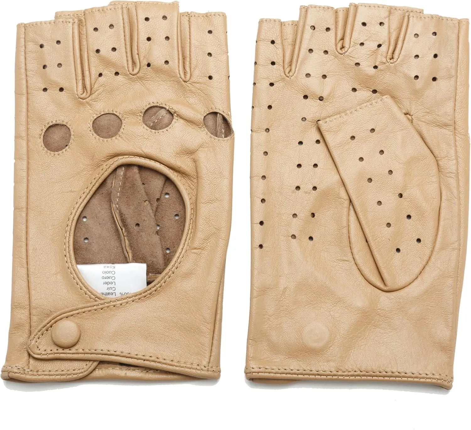 Women Classic Fingerless Nappa Leather Driving Gloves Lambskin Fitness Outdoor Unlined Gloves