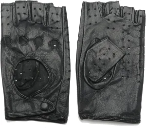 Women Classic Fingerless Nappa Leather Driving Gloves Lambskin Fitness Outdoor Unlined Gloves