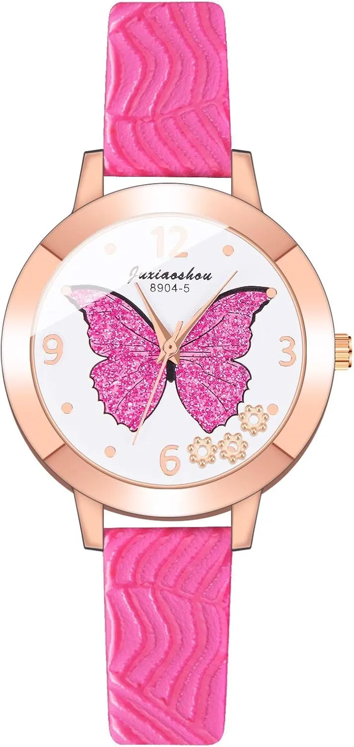 Women Creative Pattern Dress Watch Leather Strap Watch Stainless Steel Case Watches Personality Undone Watches for Men