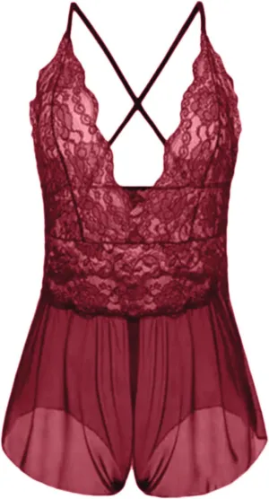 Women Fashion Lingerie Roleplay Lingerie Sexy Women Costumes Red Plaid Lace Sexy Garter Lingerie Set with Choker