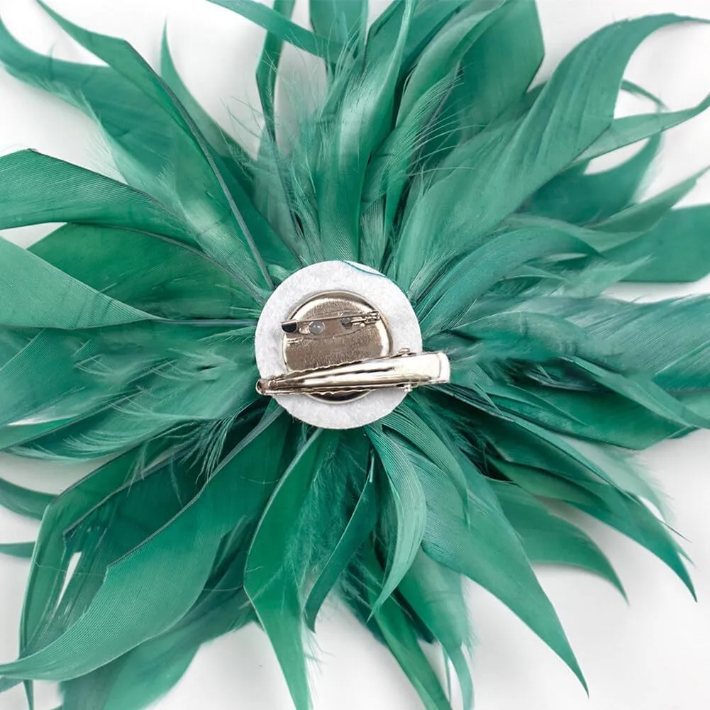 Women Feather Brooch Fashion Brooch Pins Corsage Hair Clip Headwear Hairpin Hairband for Derby Hat Cocktail Party