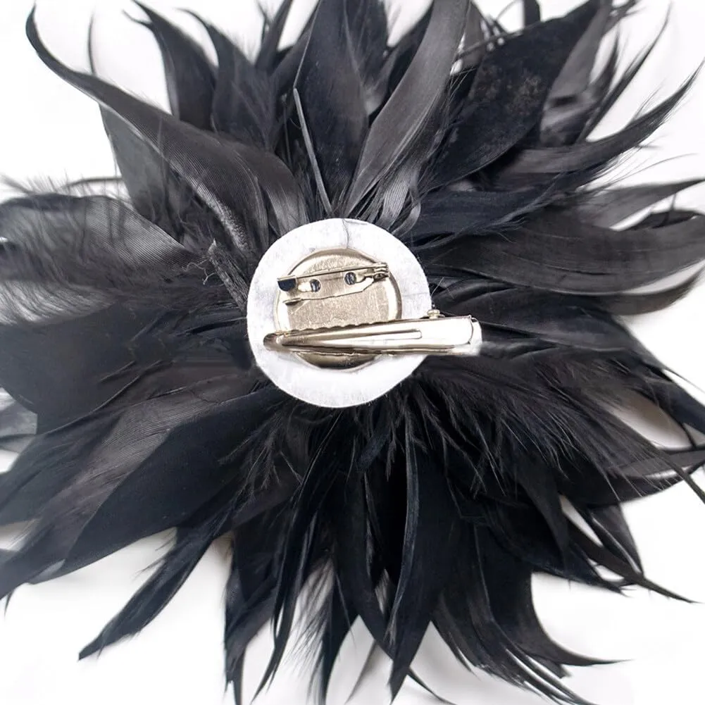 Women Feather Brooch Fashion Brooch Pins Corsage Hair Clip Headwear Hairpin Hairband for Derby Hat Cocktail Party