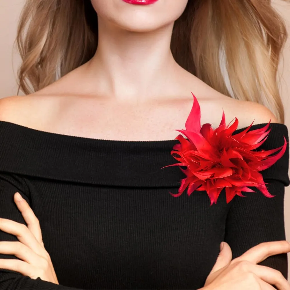 Women Feather Brooch Fashion Brooch Pins Corsage Hair Clip Headwear Hairpin Hairband for Derby Hat Cocktail Party