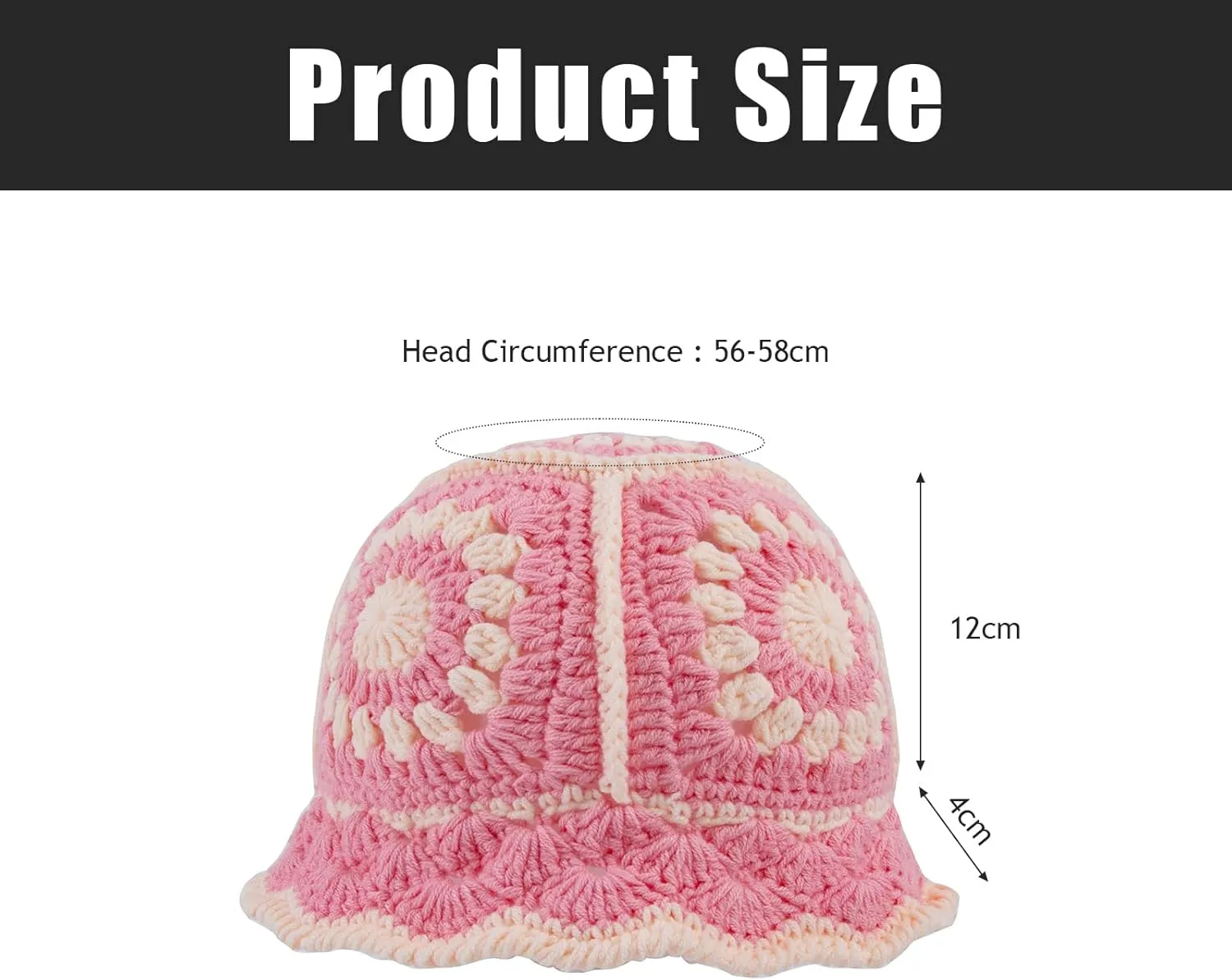 Women Knit Hat Crochet Bucket Hat Fish Hat Handmade Floppy Knitted Hats Floral Bohemian Casual Beach Hat