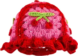 Women Knit Hat Crochet Bucket Hat Fish Hat Handmade Floppy Knitted Hats Floral Bohemian Casual Beach Hat