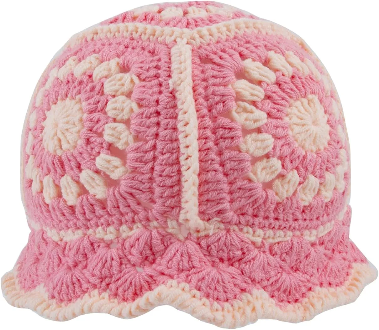 Women Knit Hat Crochet Bucket Hat Fish Hat Handmade Floppy Knitted Hats Floral Bohemian Casual Beach Hat