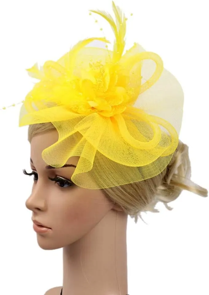 Women Organza Dress Fascinator Lady Cocktail Tea Party Church Vintage Wedding Fashion Bridal Flower Hat