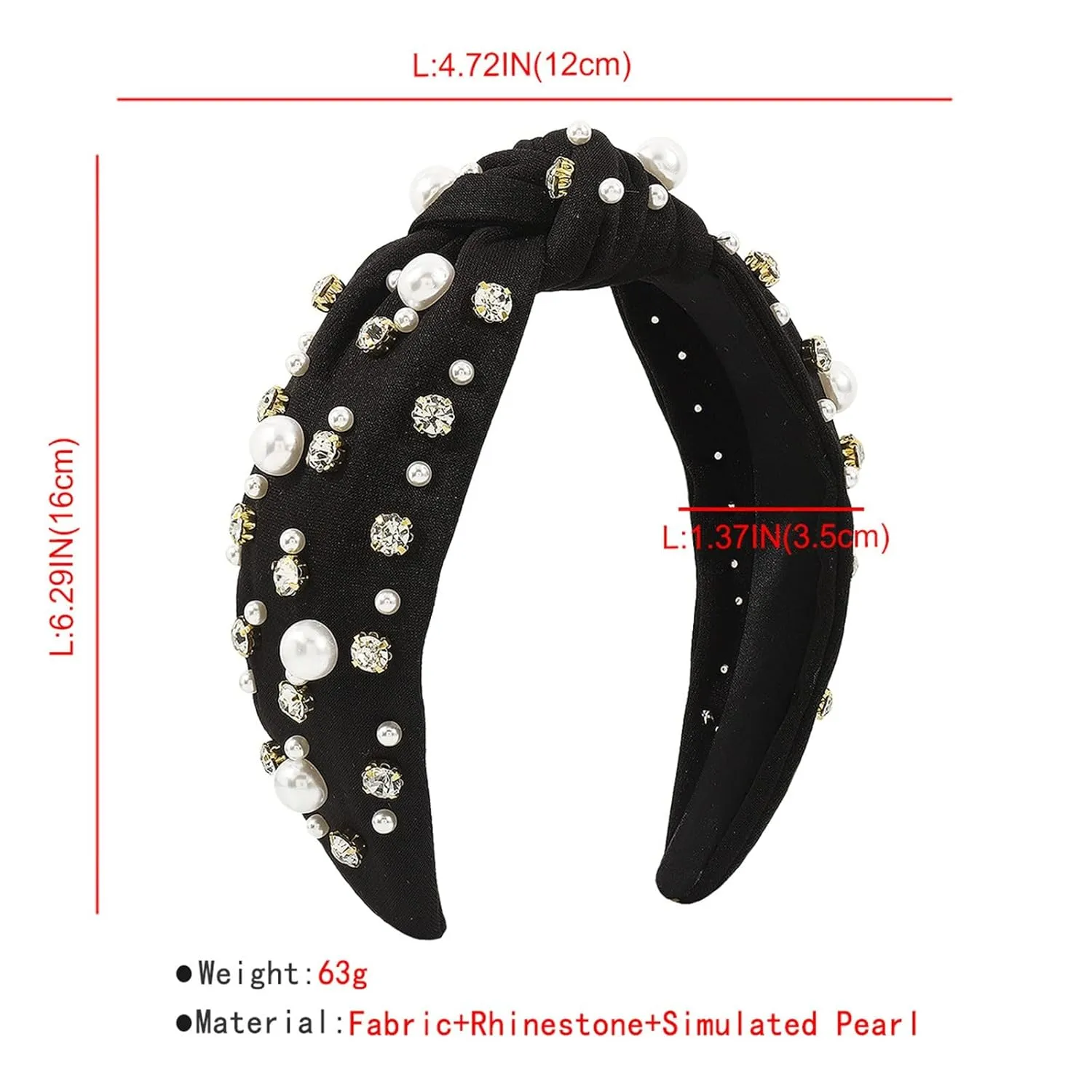 Women Pearls Hair Hoops Solid Color Hairband Wide Bride Headbands Headpieces Fashion Ladies Hair Accessories (Yellow, One Size)