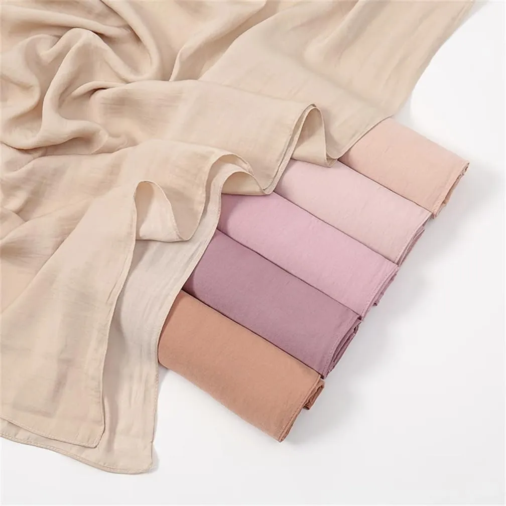 Women Silk Hijab Scarf Muslim Scarves Plain Shawls Solid Headscarf Wraps Islam Turban Headband Ramadan