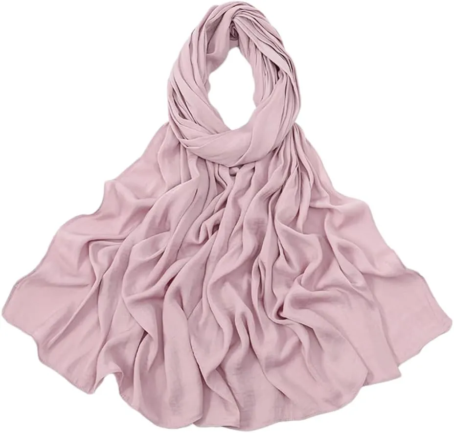 Women Silk Hijab Scarf Muslim Scarves Plain Shawls Solid Headscarf Wraps Islam Turban Headband Ramadan