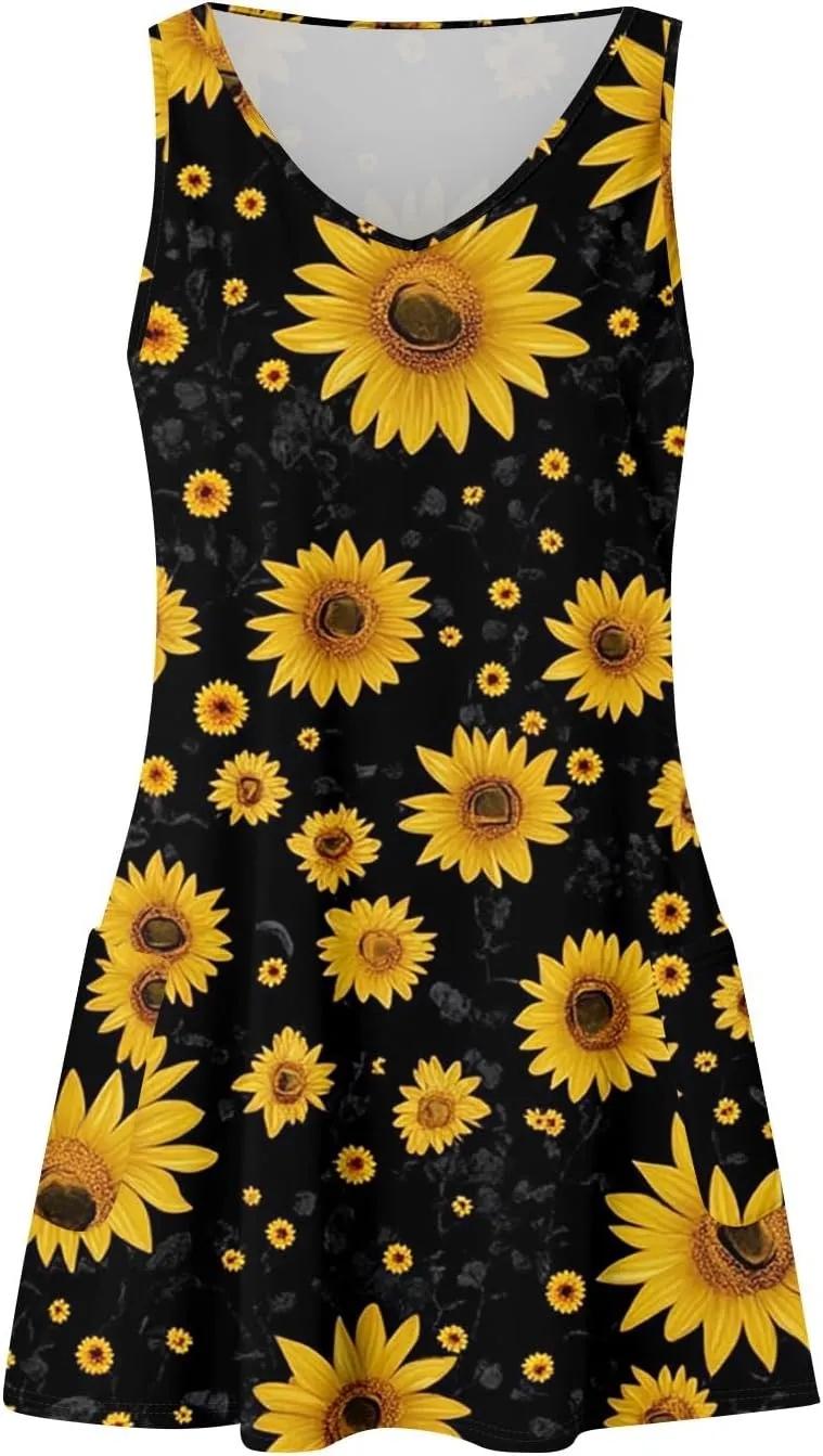 Women Summer Dresses Casual Sleeveless Dress with Pocket Vacation 2025 Swimsuit Coverup Beach Printed Sundress