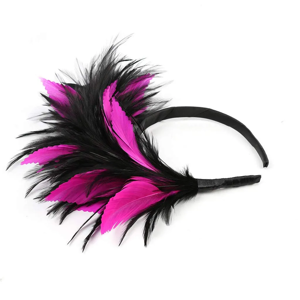 Women's 20s 50s Feather Fascinator Pearl Peacock Feather Hair Band Headband Clip Church Ascot Hats Flower
