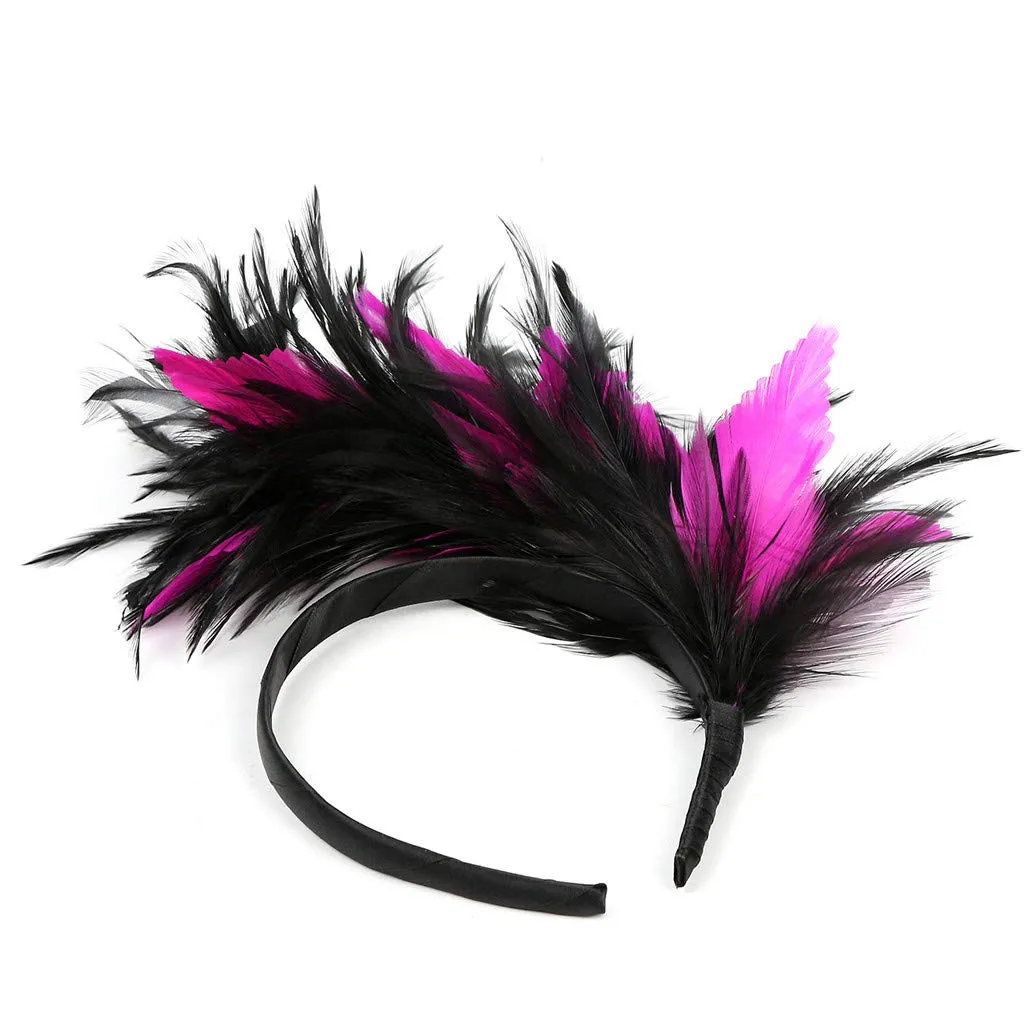 Women's 20s 50s Feather Fascinator Pearl Peacock Feather Hair Band Headband Clip Church Ascot Hats Flower