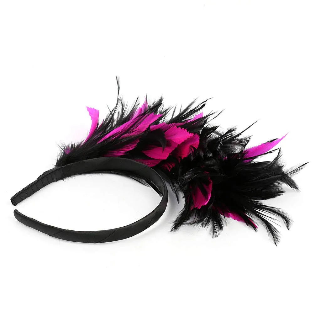 Women's 20s 50s Feather Fascinator Pearl Peacock Feather Hair Band Headband Clip Church Ascot Hats Flower