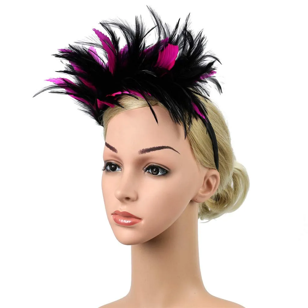 Women's 20s 50s Feather Fascinator Pearl Peacock Feather Hair Band Headband Clip Church Ascot Hats Flower