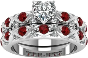 Women's 2pc Gold Filled Heart CZ Wedding Engagement Ring Couples Matching Rings Bridal Sets Two Rings His Hers