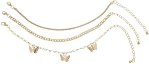 Women'S Anklets Snake Chain Chain Gold Butterfly Pendant Multi-Layer Foot Chain Ladies Foot Chain Feet Ankle Foot Chain Bracelet