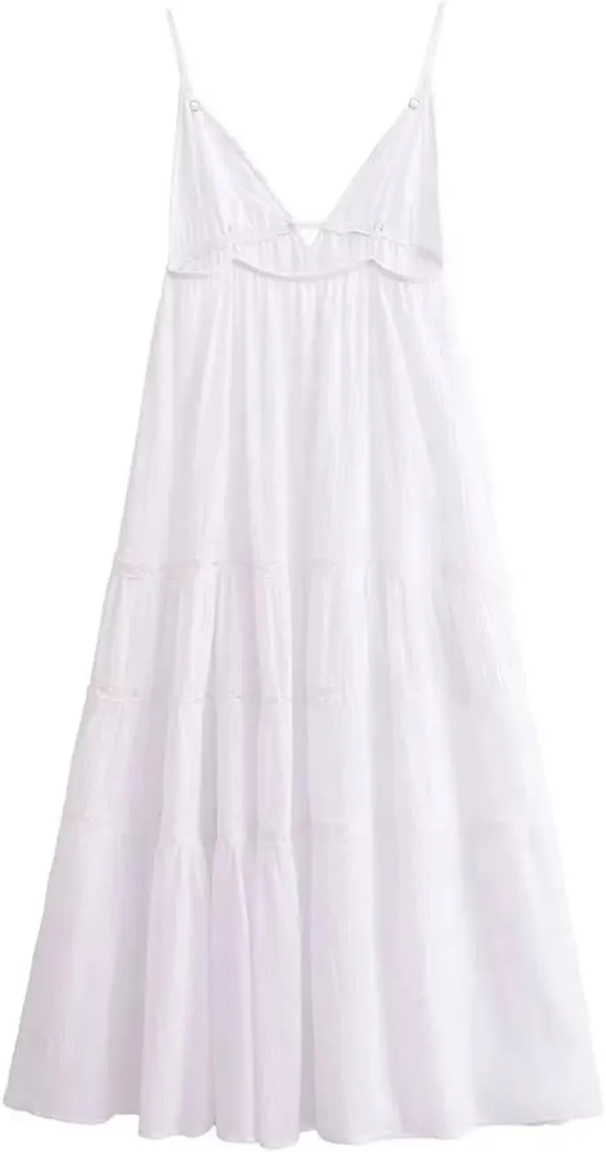 Women's Corset-Lined Lace Dress with Convertible Spaghetti Straps for Beach-to-Dinner Transition