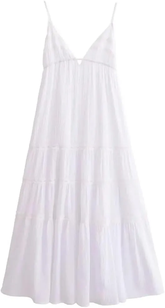 Women's Corset-Lined Lace Dress with Convertible Spaghetti Straps for Beach-to-Dinner Transition