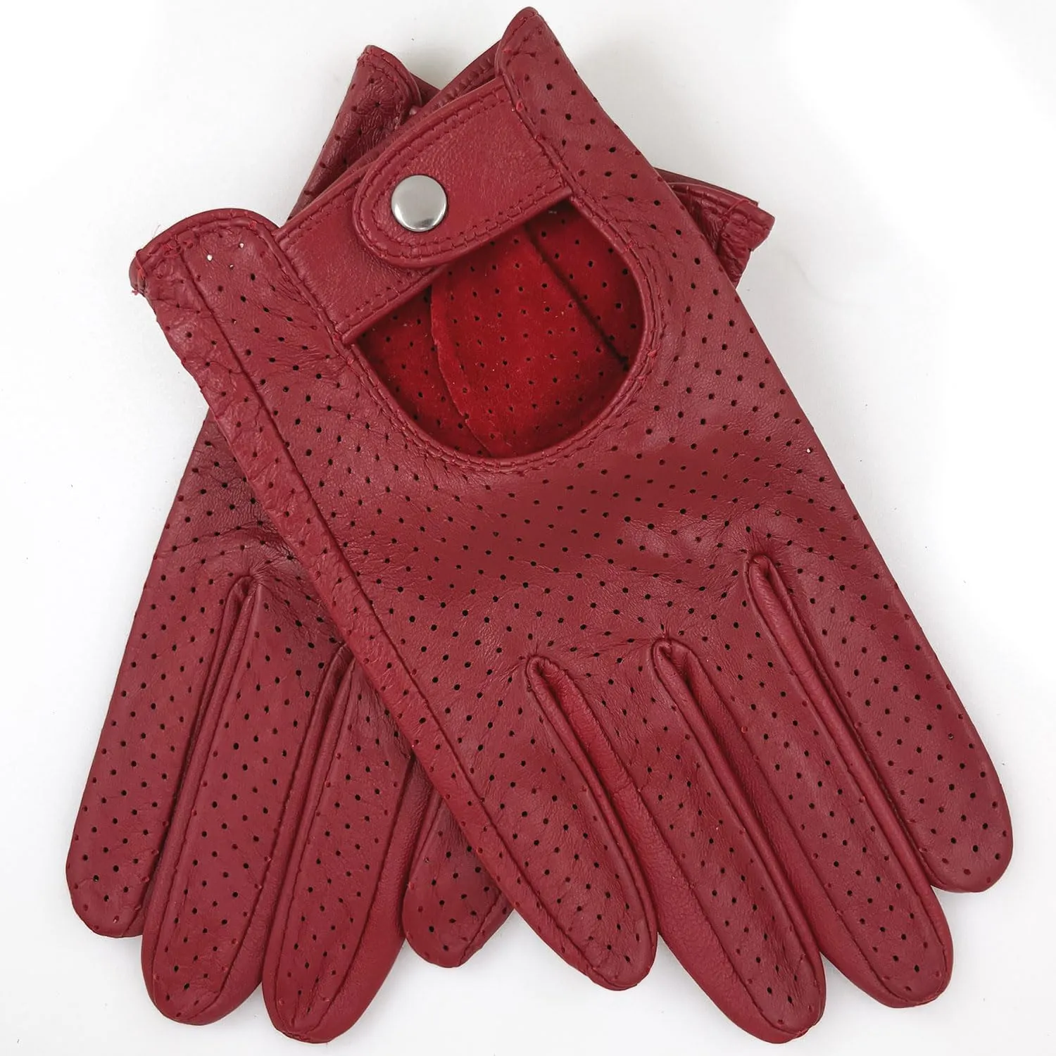 Womens Elegant Genuine Lambskin Leather Driving Gloves Unlined, Touchscreen