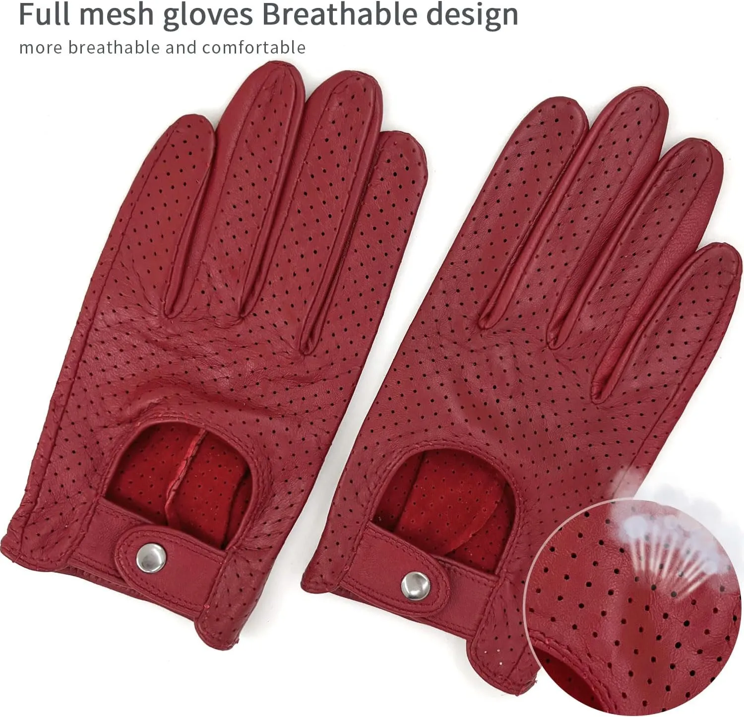 Womens Elegant Genuine Lambskin Leather Driving Gloves Unlined, Touchscreen