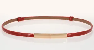 Women's Elegant Thin Leather Waistband - Frosted Two-Layer Cowhide Fashion Accent