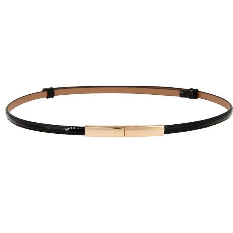 Women's Elegant Thin Leather Waistband - Frosted Two-Layer Cowhide Fashion Accent
