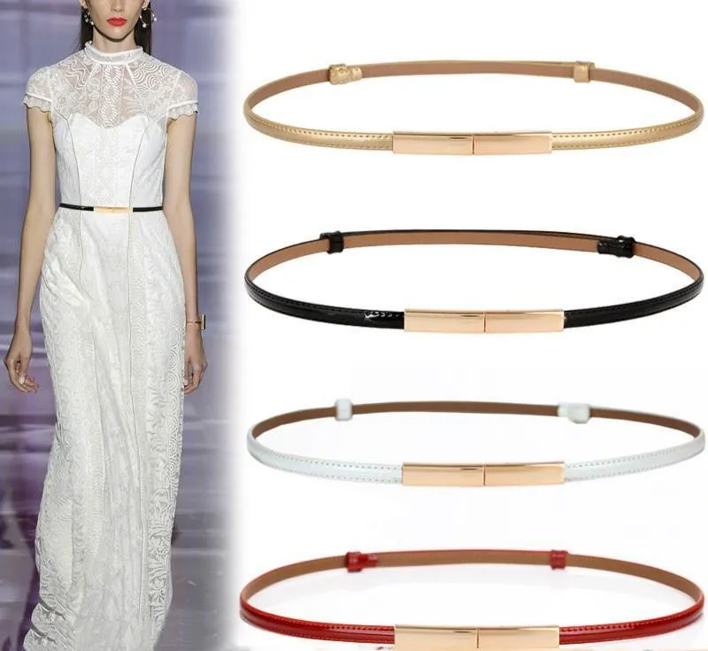 Women's Elegant Thin Leather Waistband - Frosted Two-Layer Cowhide Fashion Accent
