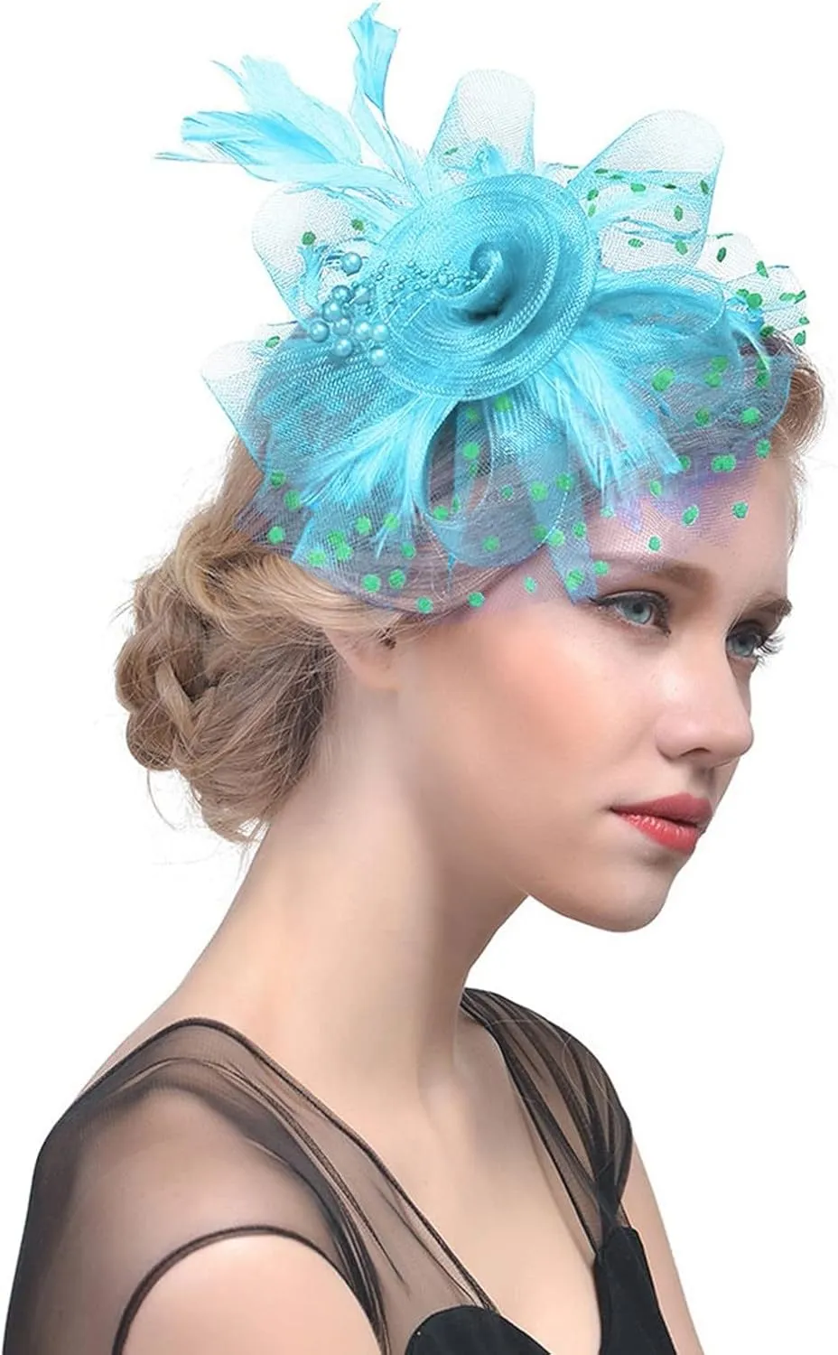 Womens Fascinator Veil Feather Hair Clip Tea Party Pillbox Hats Fascinators Bridal Kentucky Wedding Flower Derby Hat