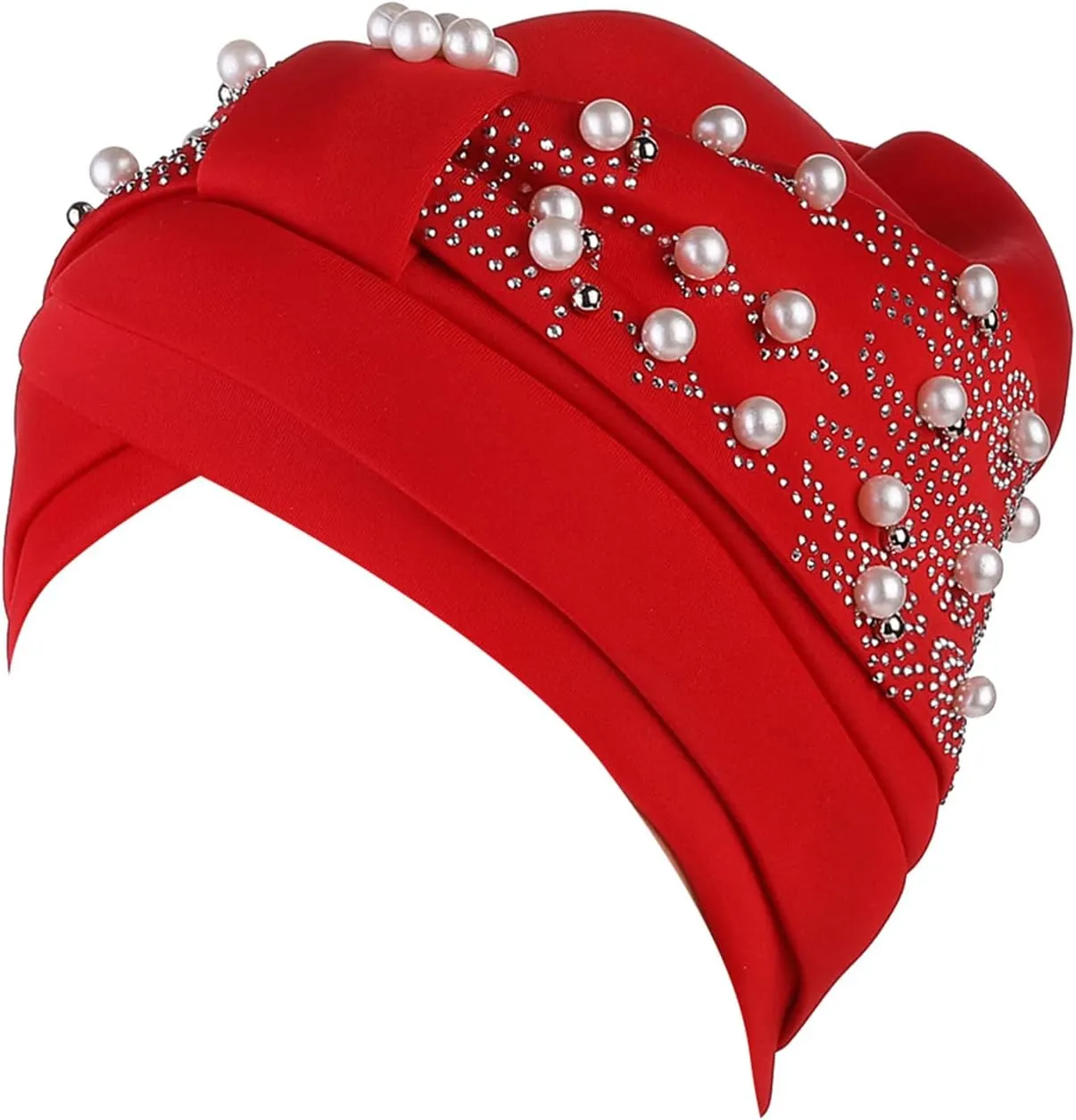 Womens Fashion Solid Color Hot Diamond Pearl Headband Womens Elastic Headband Cap Headband Cap Cute Fall Hats