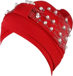 Womens Fashion Solid Color Hot Diamond Pearl Headband Womens Elastic Headband Cap Headband Cap Cute Fall Hats
