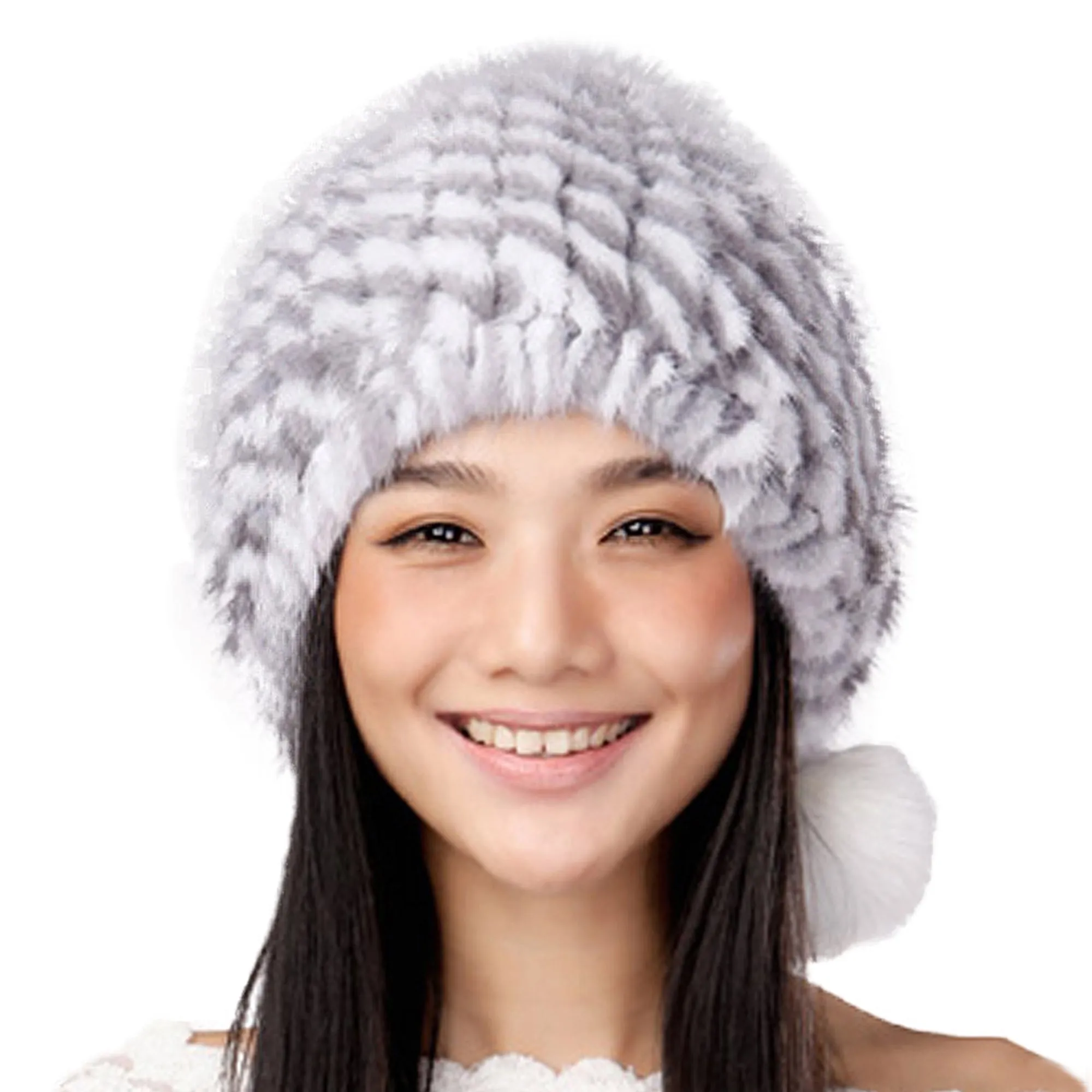 Women's Knitted Real Mink Fur Hat Fur Cap Decoration Beanie Hat 14621