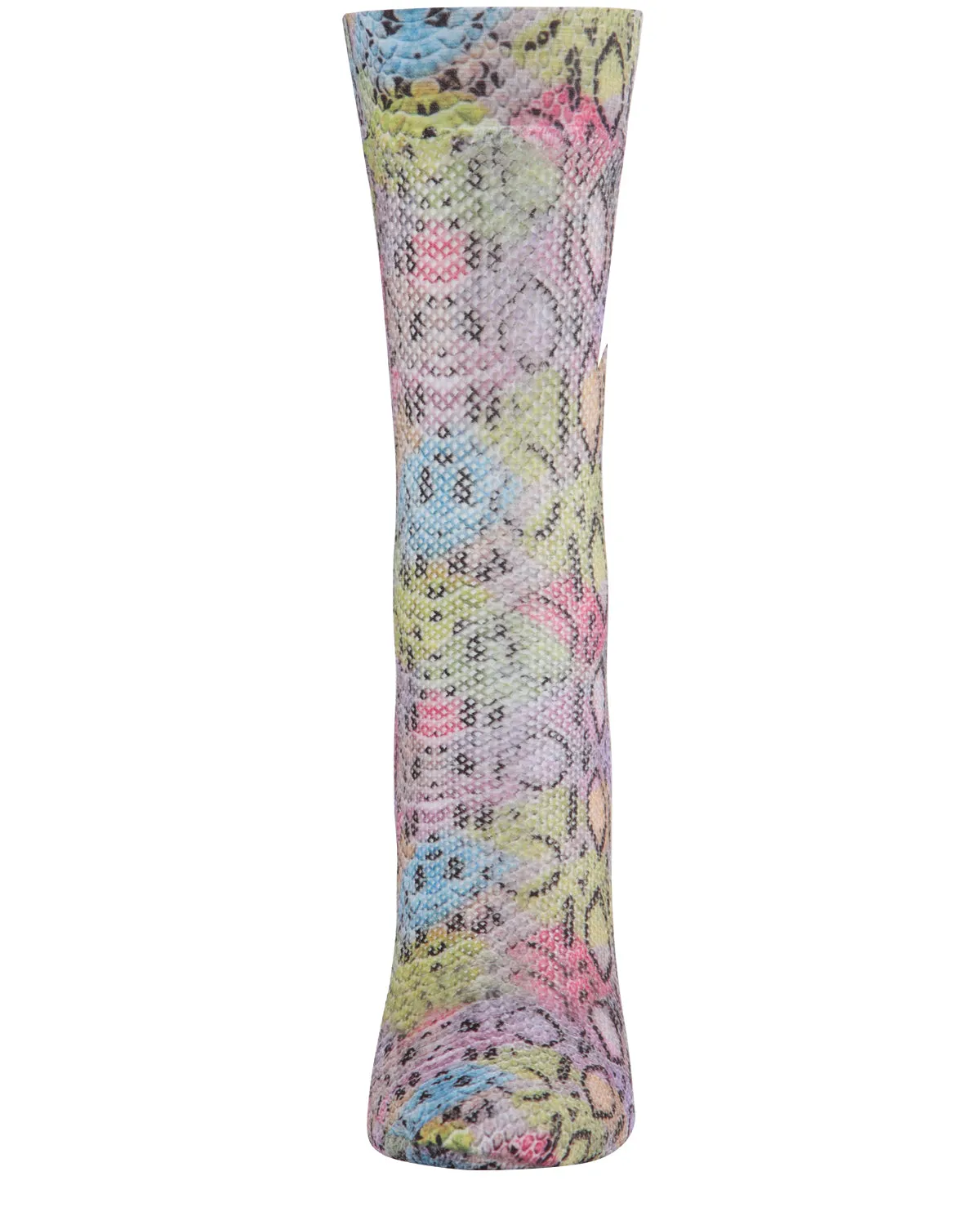 Women's Lounge Lizard Print Colorful Fishnet Crew Sock